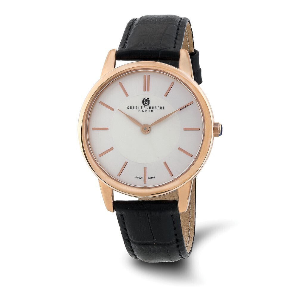 Kazi Luxury Mens Charles Hubert Rose IP-plated Stainless Steel Off-White Dial